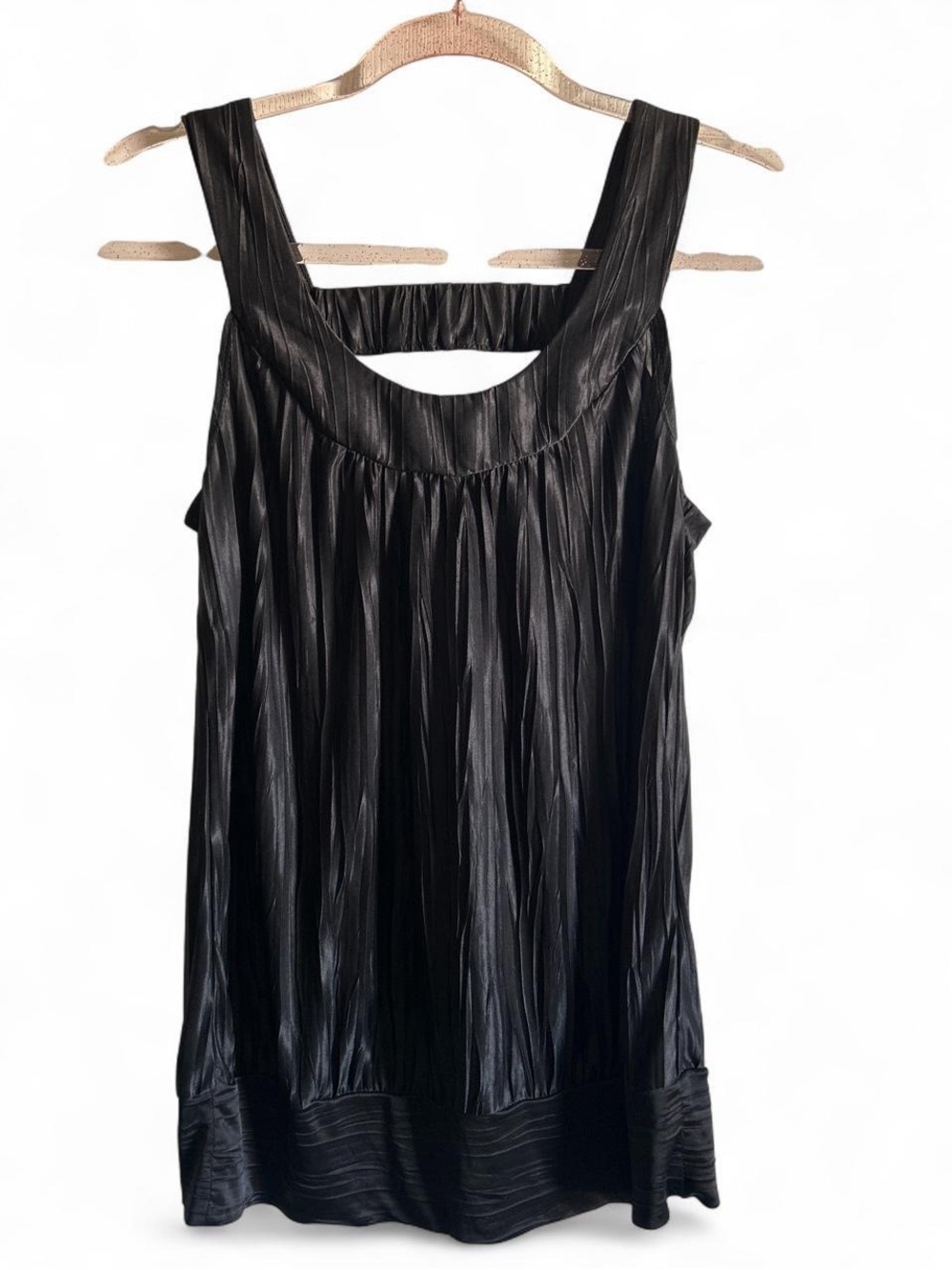 Iz Byer Black Pleated Scoop-Back Tank size M Y2K Vintage